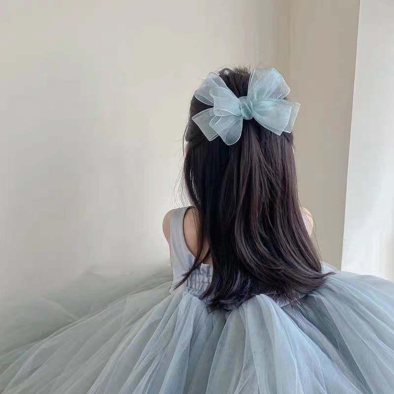Kẹp Tóc Nơ Lưới Cỡ Lớn Chống Trượt Cho Bé Gái