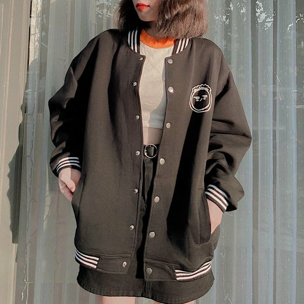 Áo Khoác BOMBER FACE Tay Dài Form Rộng Ulzzang Unisex (Ảnh Thật)
