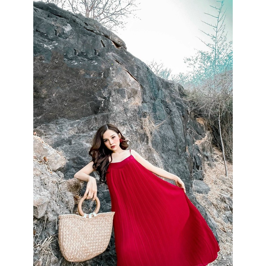 Đầm maxi suông 2 dây dáng dài/ Maxxi 2 dây dập ly, chất liệu voan xịn xò , size dưới 60kg