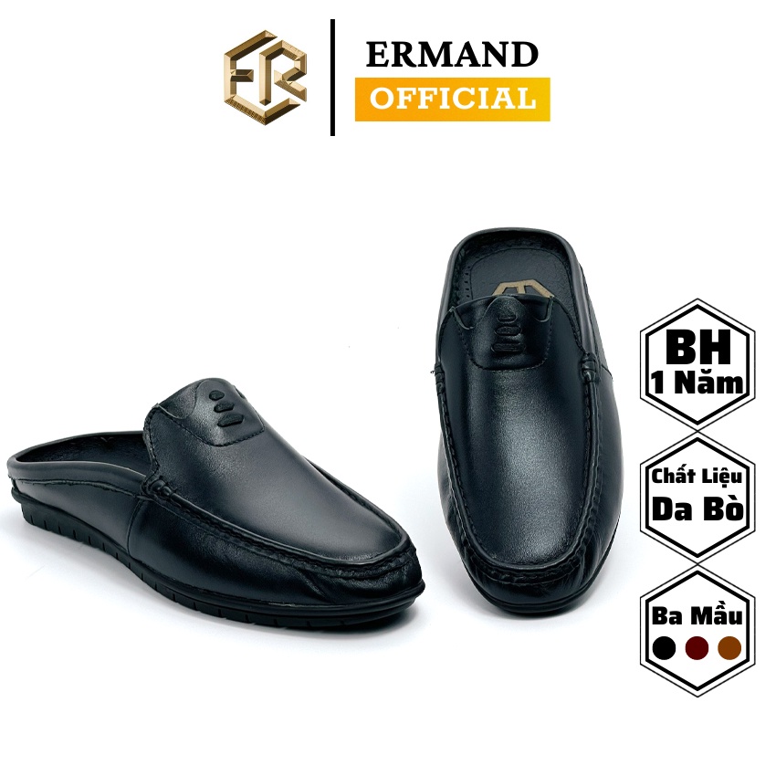 Giày sục da nam ERMAND da bò thật bảo hành 12 tháng - Mã T.200