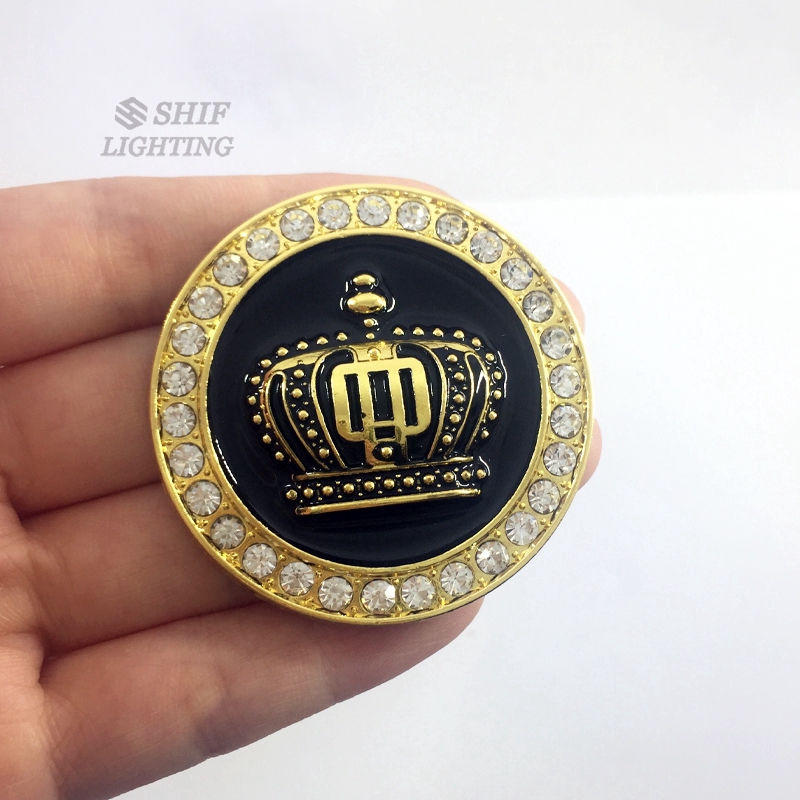Logo kim loại kiểu vương miện đính đá 3D kiểu sang chảnh trang trí xe hơi