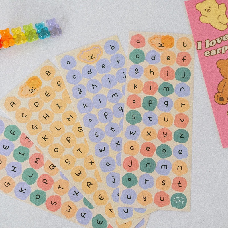 Sticker Hình Chữ Cái Dễ Thương Vintage. Sticker Bảng Chữ Cái
