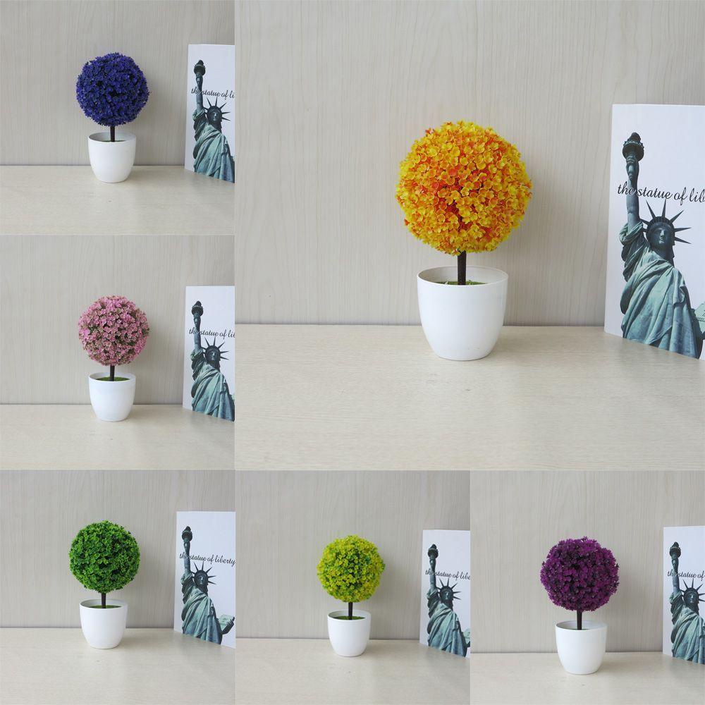 Chậu Cây Nhân Tạo Hình Tròn Nhiều Màu Độc Đáo Trang Trí Nhà Cửa/ Sân Vườn