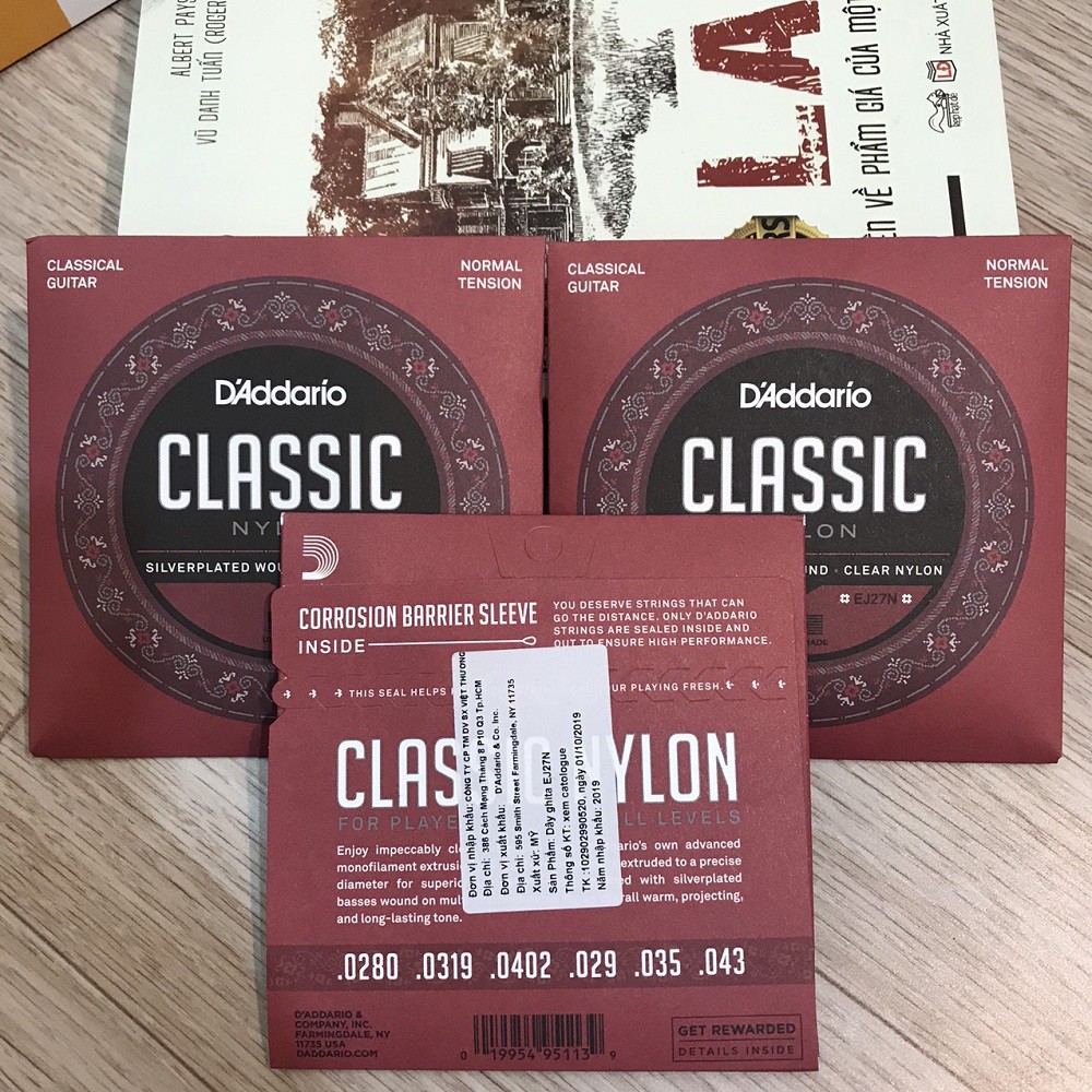 Dây đàn D'addario Classic Guitar EJ27N Normal Tension Clear Nylon ( Hàng CHính Hãng )