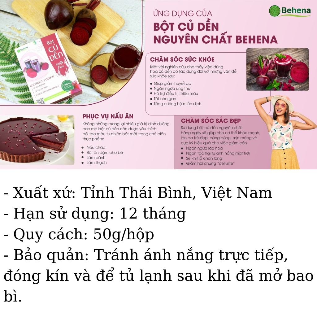 Bột Củ Dền Nguyên Chất Behena - Bổ Máu Mát Gan Tôt Cho Tim Mạch