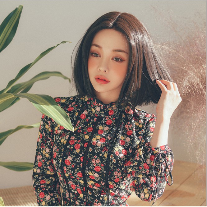 Bộ Tóc Giả Ngắn Thẳng Màu Đen Dành Cho Nữ