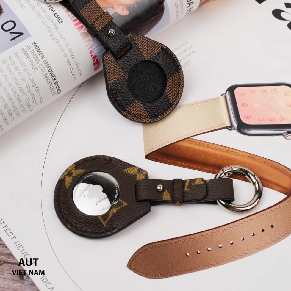 Bao da đựng apple Airtag L V - Handmade da thật xẻ túi cao cấp
