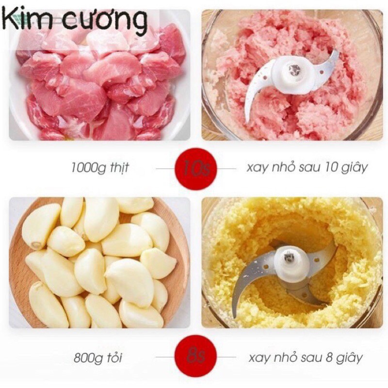 Máy xay thịt, máy xay Kim Cương Đa Năng 2L - Hàng chính hãng BH 12 tháng