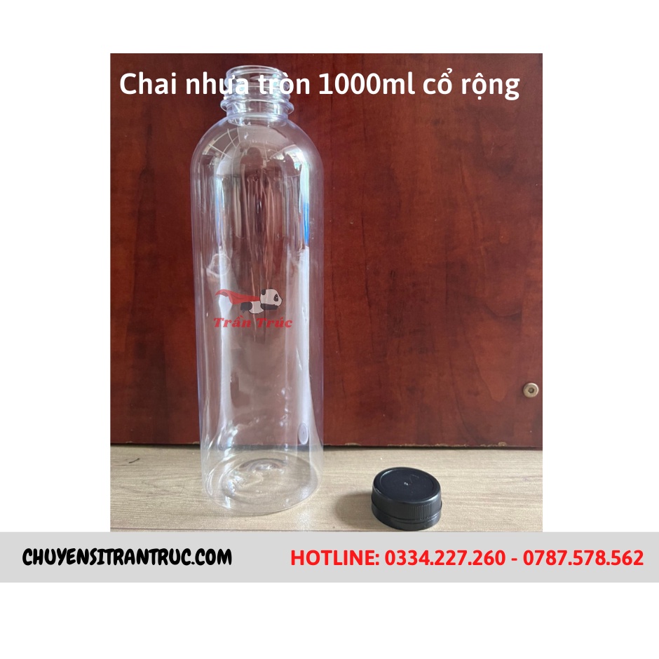 [HOẢTỐC] Combo 10 Chai nhựa 1lít cổ rộng phi 38. Chai PET 1000ml  đựng trà sữa, mật ong