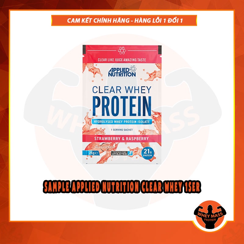 CLEAR WHEY PROTEIN MÙI VỊ TRÁI CÂY HÃNG APPLIED NUTRITION GÓI 1 LẦN DÙNG KHỬ HOÀN TOÀN MÙI VỊ SỮA