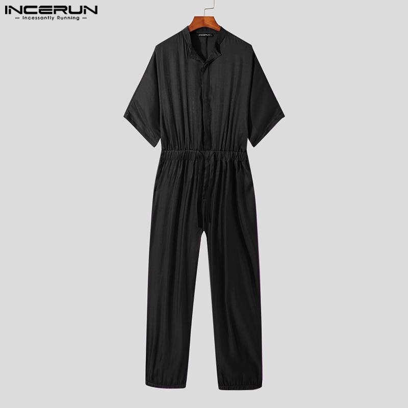 INCERUN Bộ Áo Liền Quần Ngắn Tay Thoải Mái Thời Trang Dự Tiệc Cho Nam