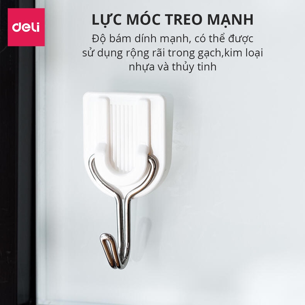 Móc treo Deli dán tường màu trắng (Set 6 cái) - 19350