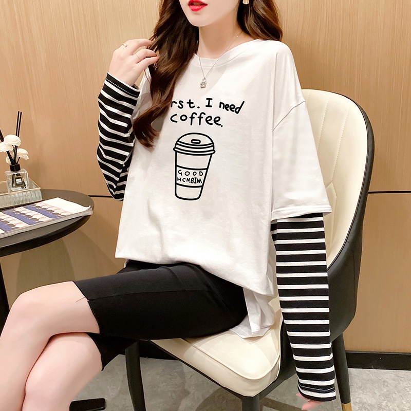 NRVP Áo Thun Nữ Tay Dài 100% Cotton Thời Trang Hàn Quốc