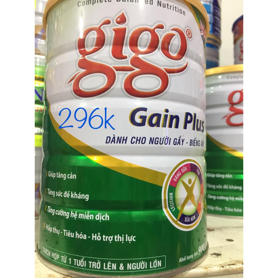 Sữa bột Gigo Gain Plus 900gr: sữa bột dinh dưỡng đặc chế cho người gầy có nhu cầu tăng cân