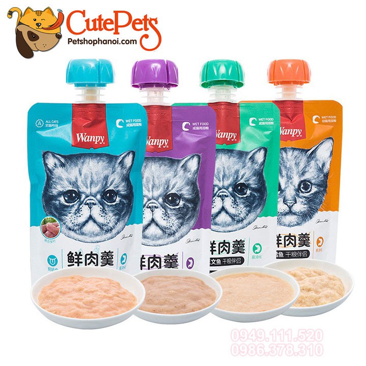 Súp thưởng cho mèo Wanpy 90g Bánh thưởng cho mèo dạng kem - Cutepets
