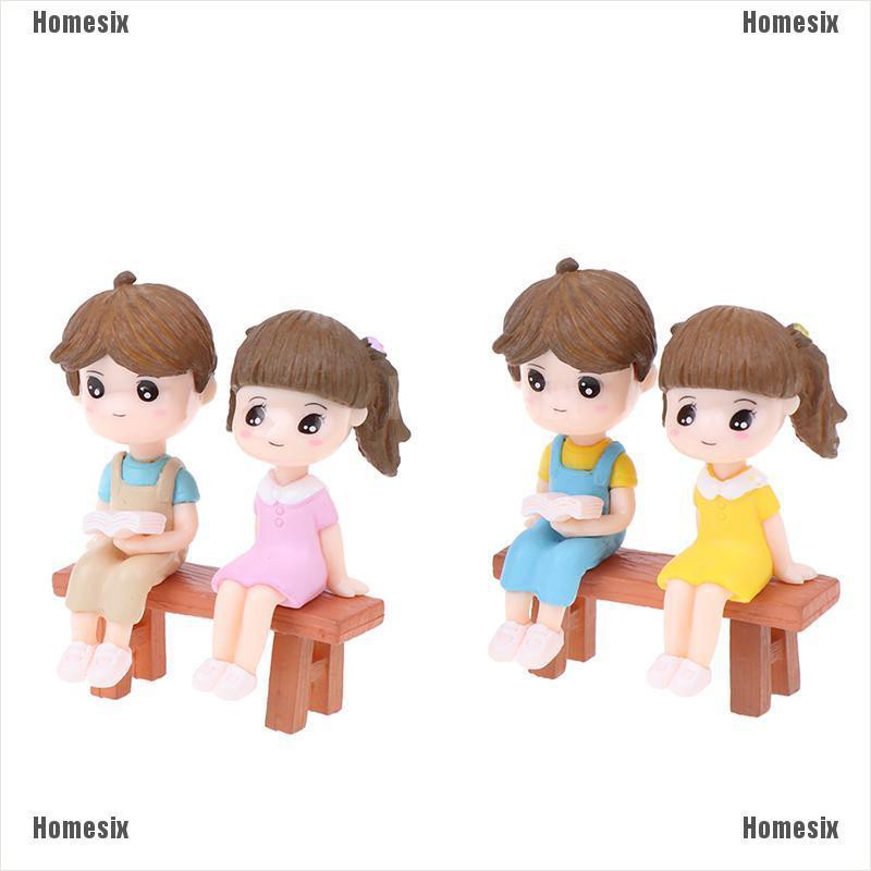 [HoMSI] 1set Sweet Lovers Chair DIY Miniature Figurine Dollhouse Decor Micro Landscape SUU