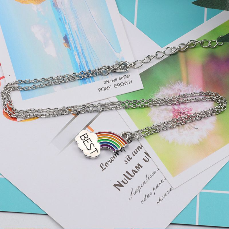 Set 2 dây chuyền hình đám mây cầu vồng nhiều màu sắc trang sức cho trẻ em