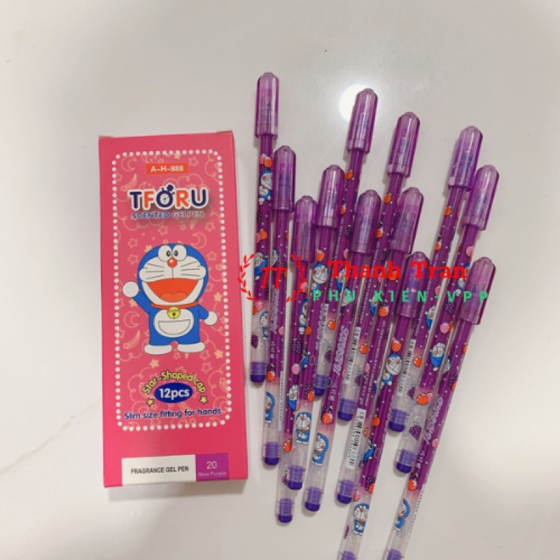 Hộp 12 cây bút gel nho TFORU mực tím, xanh