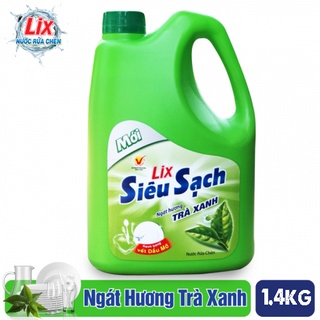Nước rửa chén Lix Siêu sạch 1.4kg [Hương Chanh - Trà Xanh]