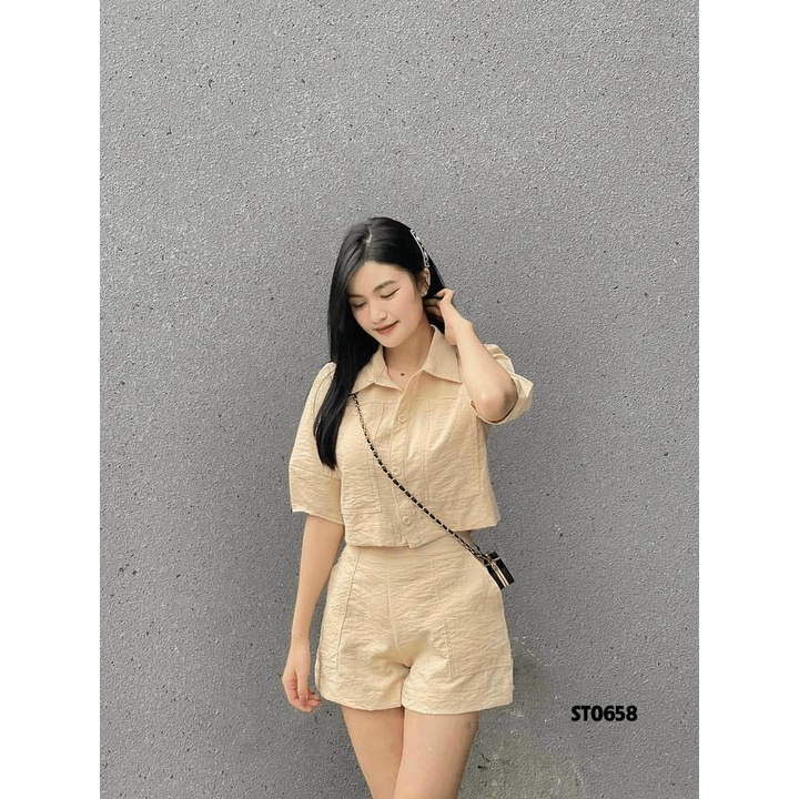 SÉT ĐŨI NỮ 2 MÓN CỔ SƠ MI DÁNG LỬNG SANG CHẢNH VLTN SHOP