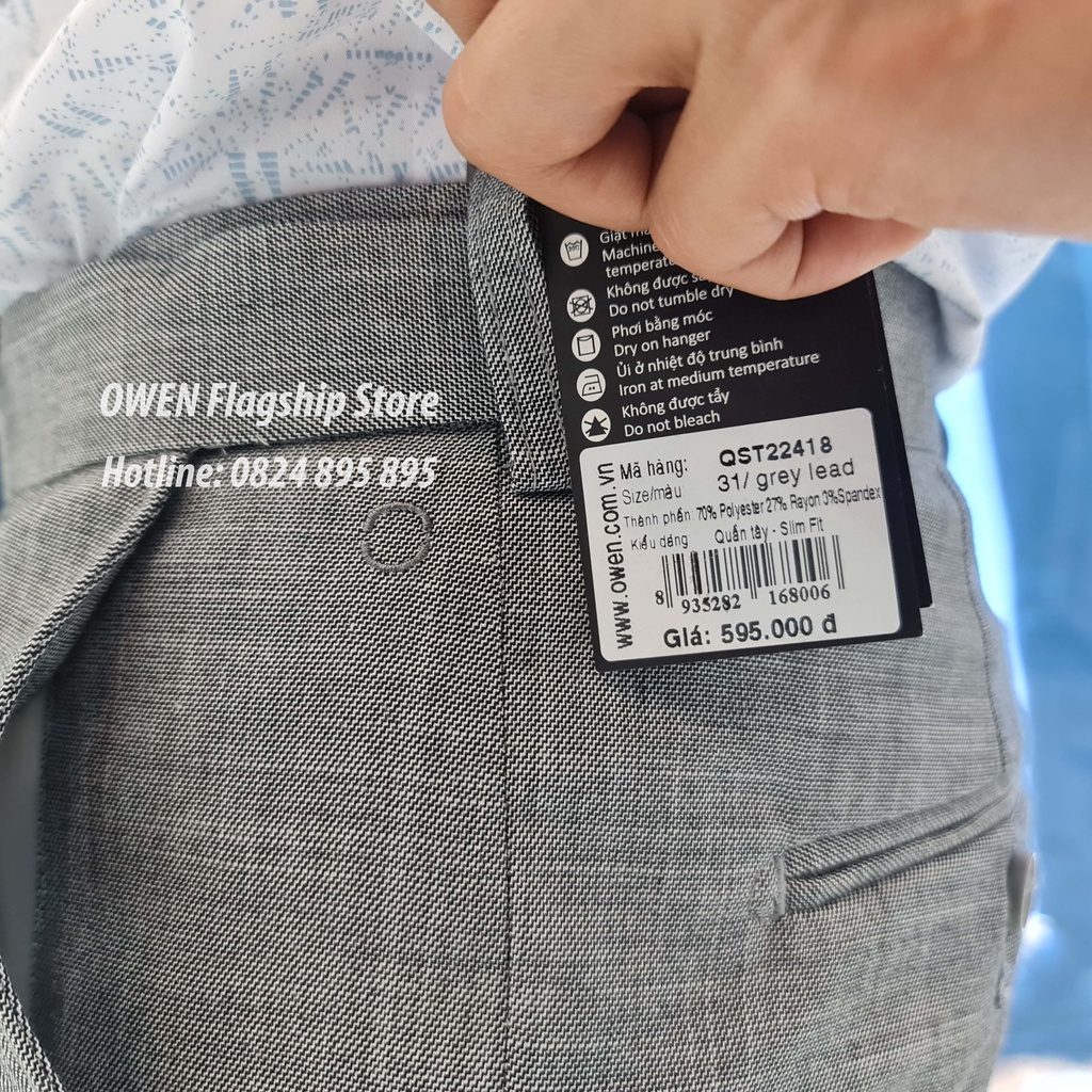 OWEN -  Quần âu nam công sở dáng SLIMFIT trợ cạp tăng đơ co dãn mã QST22418 - OWEN Flagship Store