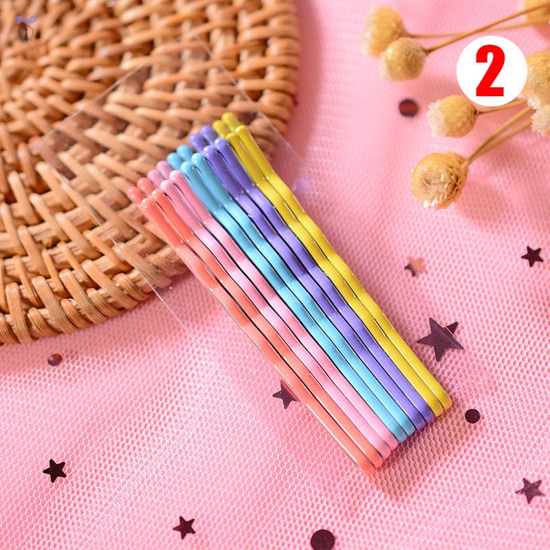 Ym 10 Pcs Candy Color Wavy Bobby Pins Hair Clips Grips Women Girl Hair Decorations @VN