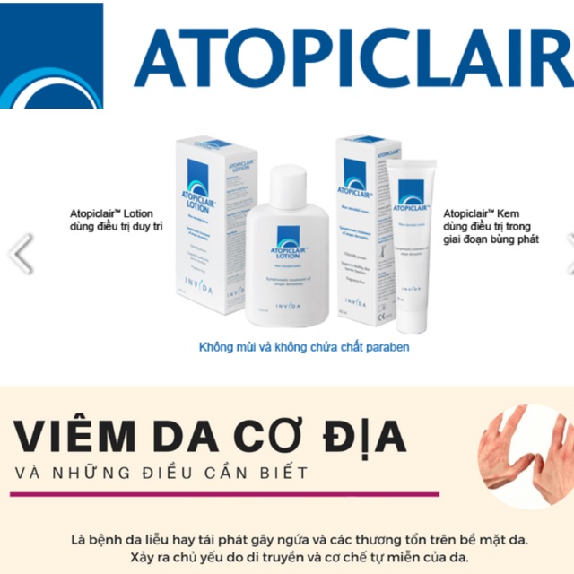 Atopiclair cream và Lotion - kem và Sữa dưỡng ẩm hỗ trợ cho da chàm thể tạng, da khô nhạy cảm (120 ml và 40 ml)