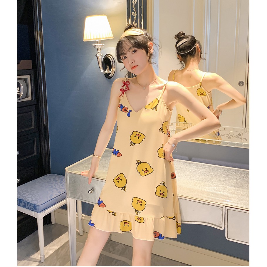 Váy Ngủ Nữ Siêu Xinh Xắn - Đồ Ngủ Mặc Nhà Có Miếng Đệm Mềm Mịn Gợi Cảm VN04 - Tặng Ngay Bịt Mắt Ngủ Cùng Kiểu | BigBuy360 - bigbuy360.vn