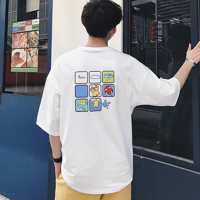 Áo thun tay lỡ form rộng - phông nam nữ cotton oversize - T shirt hoạt hình 9 ô - 2N Unisex