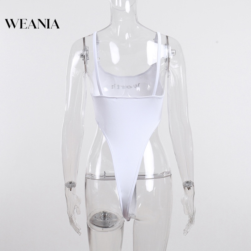 Bộ Đồ Liền Thân Lưng Cao Hở Lưng Form Ôm In Chữ Phong Cách Quyến Rũ