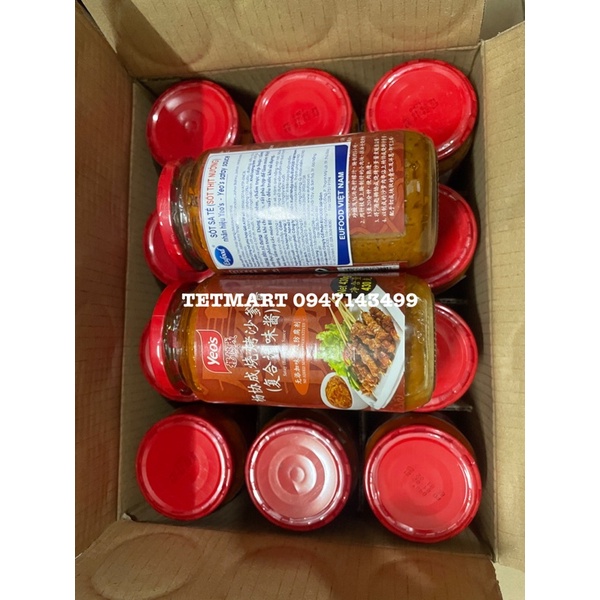 1 thùng 12 chai sốt ướp thịt nướng Satay Yeos, Malaysia nhập khẩu, 430g
