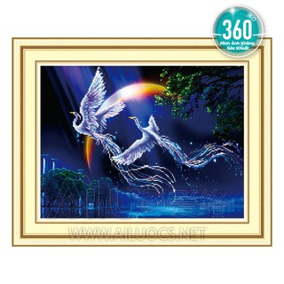Tranh đính đá KHỔNG TƯỚC 64x50cm chưa đính 77193
