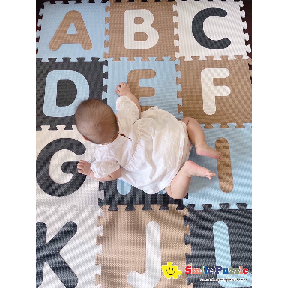 THẢM XỐP CHỮ CÁI CAO CẤP CHO BÉ 26 MIẾNG GHÉP KHÔNG MÙI - TIÊU CHUẨN CHÂU ÂU  SMILE PUZZLE