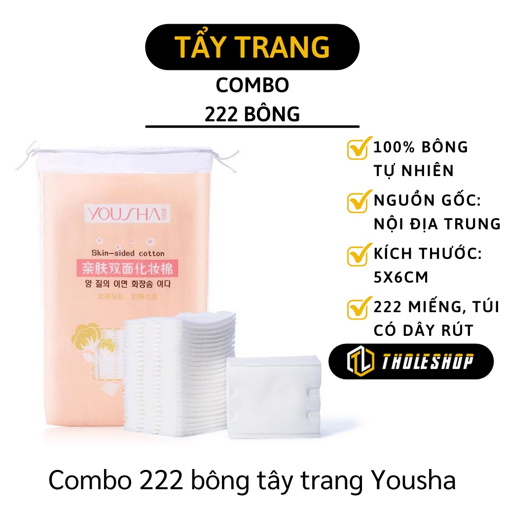 Bông Tẩy Trang - Bịch 222 Bông Tẩy Trang Yousha  Có Dây Rút Buộc Miệng Túi 6972