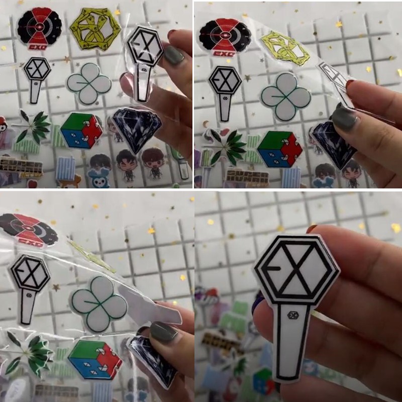 Miếng dán sticker trang trí hình các thành viên nhóm nhạc KPOP EXO