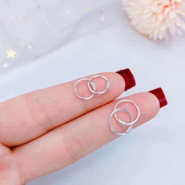 Bông tai tàu bạc, 2 cỡ người lớn và trẻ em nhẹ nhàng cổ điển Mainomi Shop Bạc Xinh