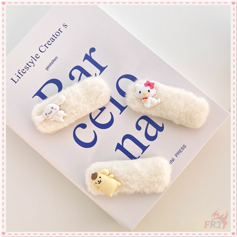 ☀ Cinnamoroll / Melody / Kuromi / Charmmy Kitty / Bóng Lông Kẹp Tóc Hoạt Hình Purin-Dan ☀ 1 Cái Phụ Kiện Tóc Gif