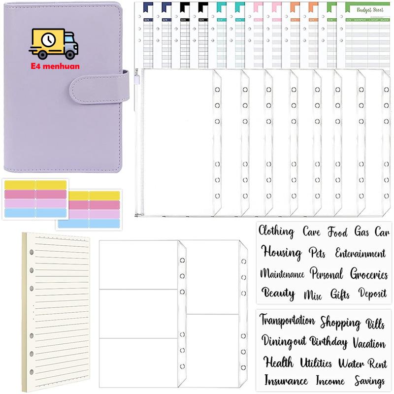 Set 69 món gồm túi đựng tiền+bảng giấy ghi chép chi tiêu+túi khóa kéo+túi để hóa đơn+nhãn dán mục lục làm sổ tiết kiệm