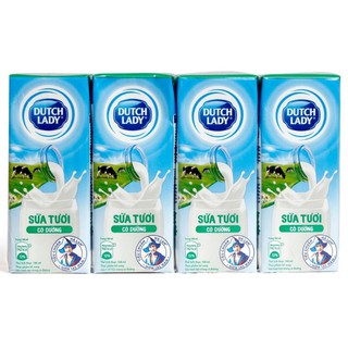 Sữa tươi tiệt trùng Cô Gái Hà Lan có đường 180ml Lốc 4 hộp