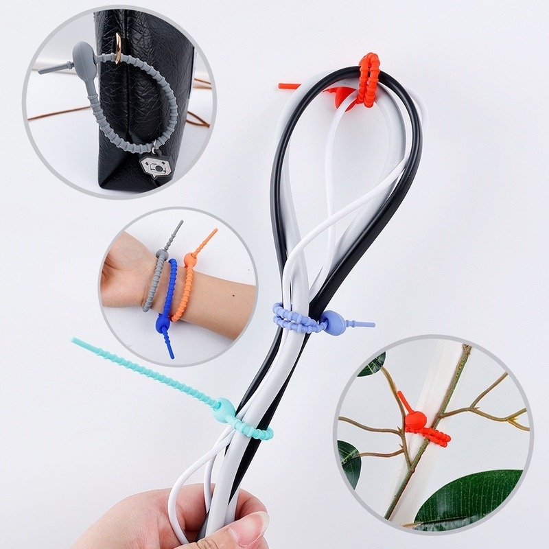 Set 6 Dây Quấn Dây Cáp Bằng Silicon Nhiều Màu Sắc Tiện Dụng