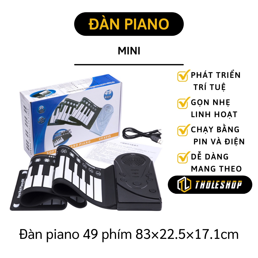 Đàn Piano Điện Tử - Bàn Phím Đàn Piano Dạng Cuộn 49 Phím Tiện Lợi, Linh Hoạt 9329