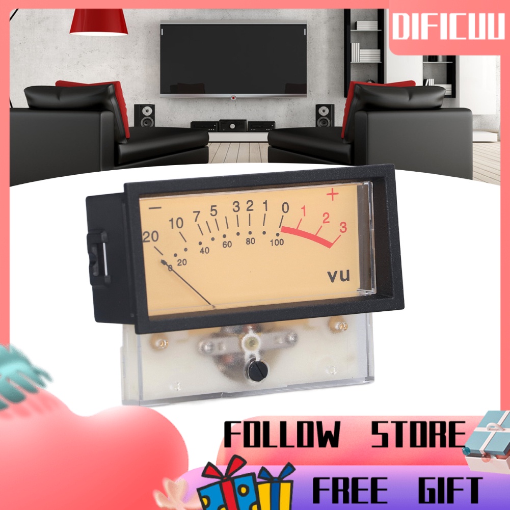 💗Hàng Sẵn💗Dificuu Đồng hồ đo âm thanh VU độ chính xác cao có đèn LED dễ lắp đặt cho studio Đồng hồ đo lường VU ánh sáng ấm Panel Meter Warm Back Light Recording
