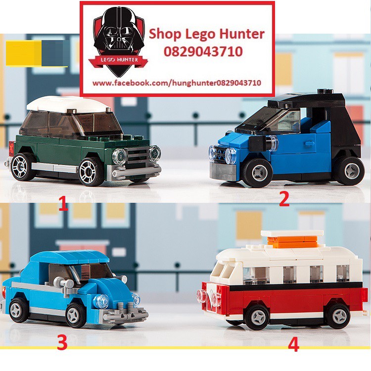 Decool mini car đồ chơi lắp ráp xe oto du lịch chạy bánh đà ( kéo ra sau thả tay cho xe chạy )