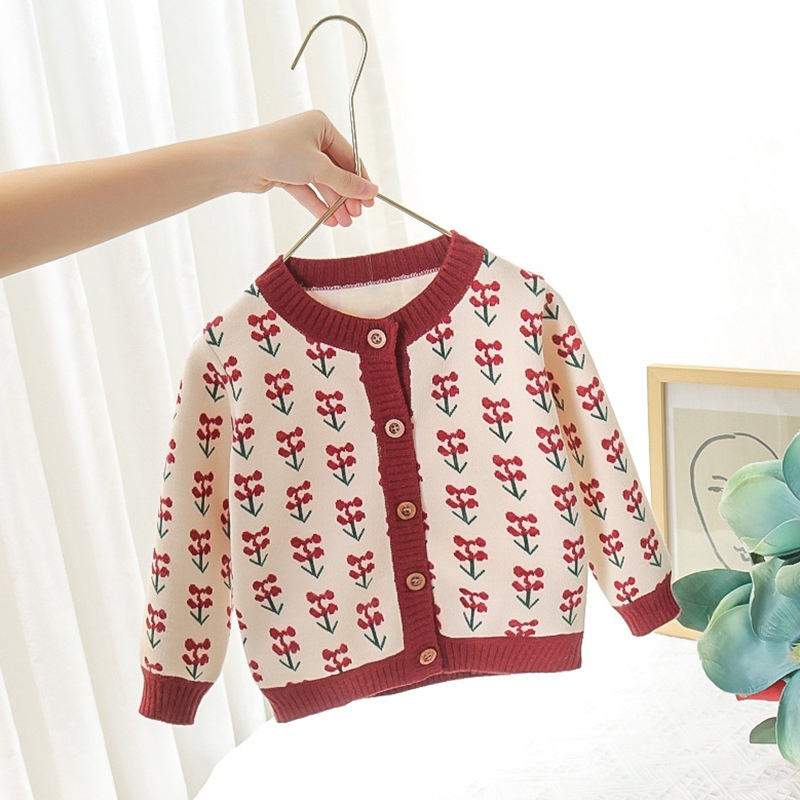 Áo khoác cardigan dệt kim thiết kế đáng yêu cho bé gái