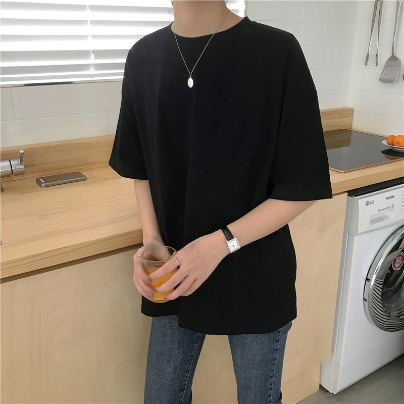 áo thun tay lỡ màu đen FOME RỘNG có chọn size, chất thun xịn 1aak10