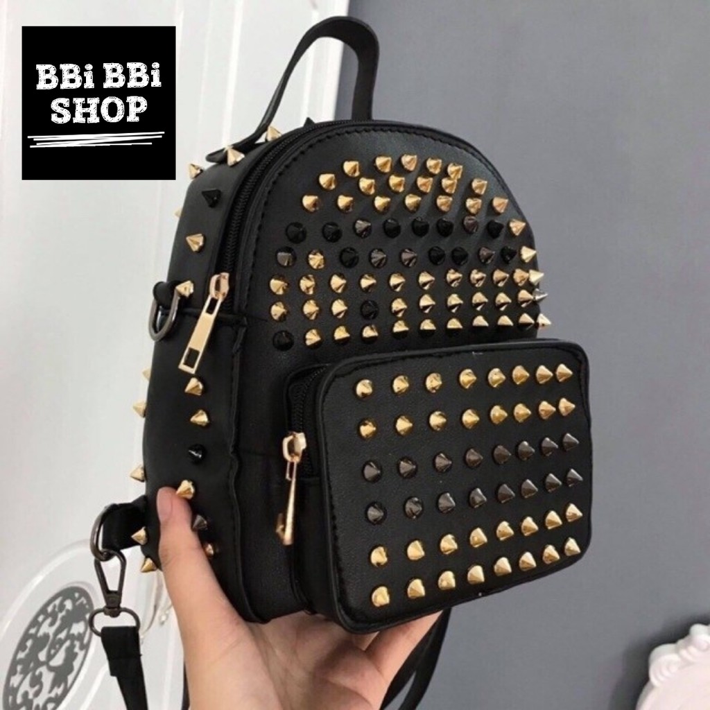 Balo Đinh Tán Vàng Đen gồm 2 mẫu đinh // đeo balo // đeo chéo