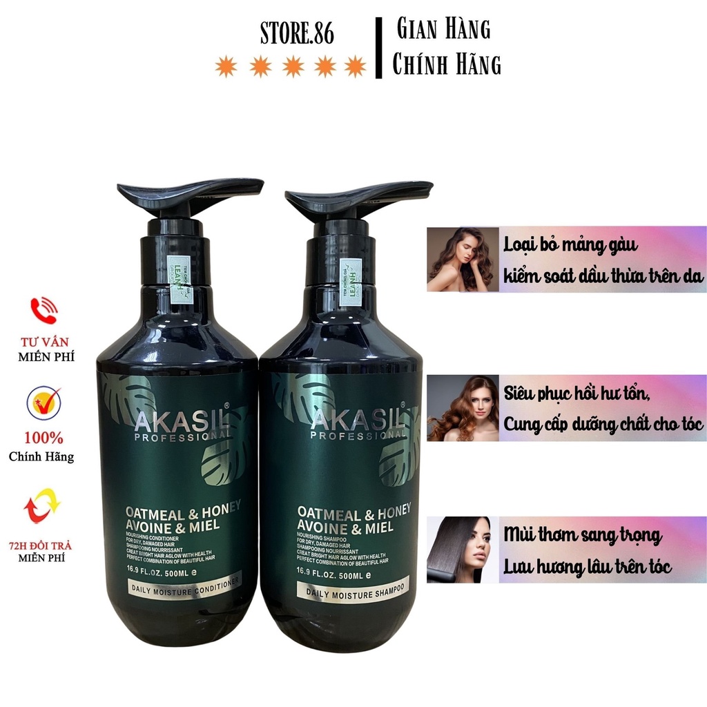 Dầu Gội AKASIL Tái Sinh Siêu Mượt Hương Nước Hoa ngăn gàu ngăn rụng tóc hàng hiệu chính hãng cặp 500ml - 1000ml