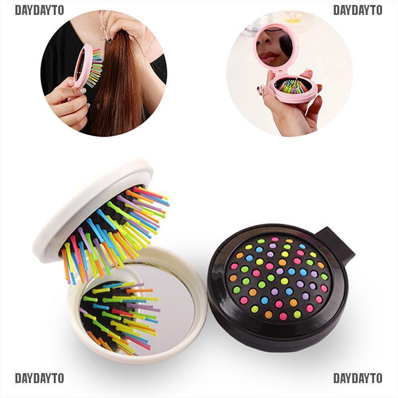 Lược Gấp Tích Hợp Gương Tiện Dụng Mang Theo Du Lịch