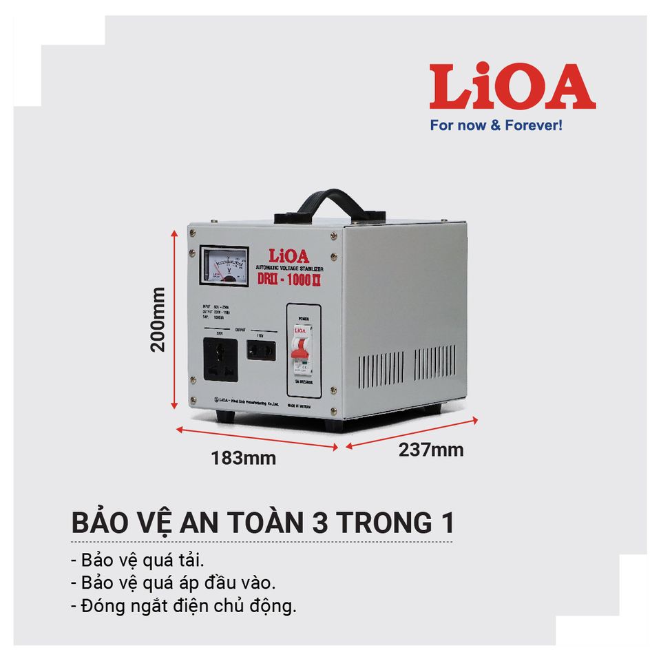 [MIỄN SHIP] Ổn Áp LiOA 1KVA DRII-1000II Dải 50V 1000VA 1000W 1KW - LiOA Nhật Linh Mini Công Suất Nhỏ