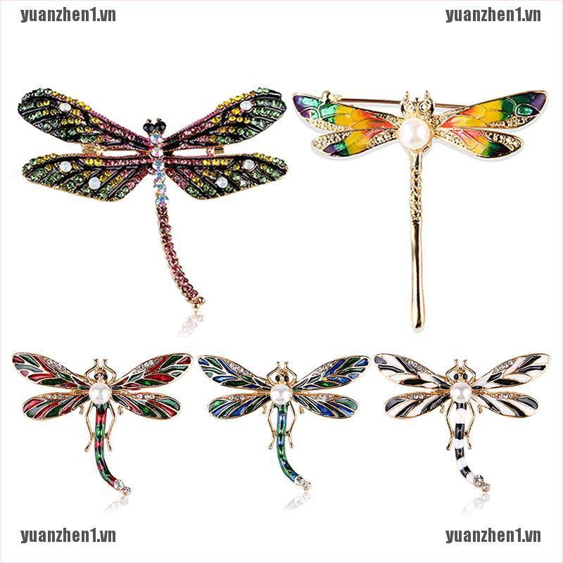 [YUANZHEN1] Trâm Cài Áo Hình Chuồn Chuồn Đính Pha Lê Phong Cách Vintage